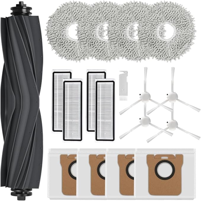 SpeHiate Dreame L10s Ultra / L10 Ultra / L10s Pro Gen2 Accessory Kit Replacement Part Kit for Xiaomi X20+/ X10+ with 1 Main Brush, 4 Dust Bags, 4 Mop Pads, 4 HEPA Filters, 4 Side Brushes