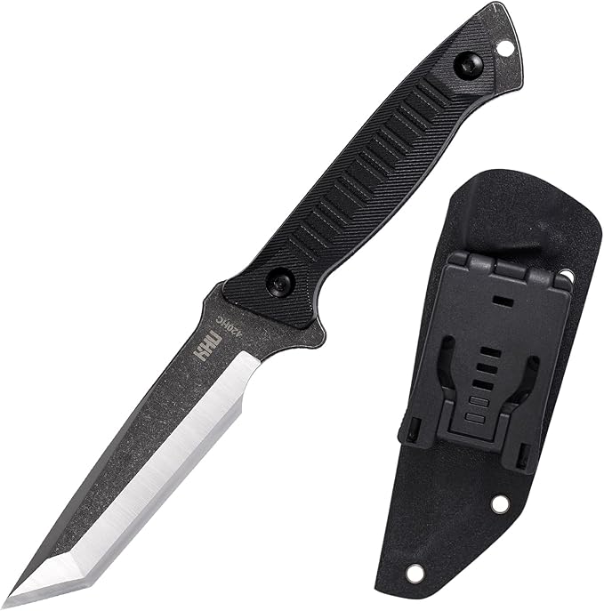 KHU Kydex Outdoor Knife Fixed Blade Survival Knife Hunting Knife Bushcraft Knife Camping Knife - 420HC Steel, Nylon Plastic Handle, Outdoor Hunting Camping Hiking