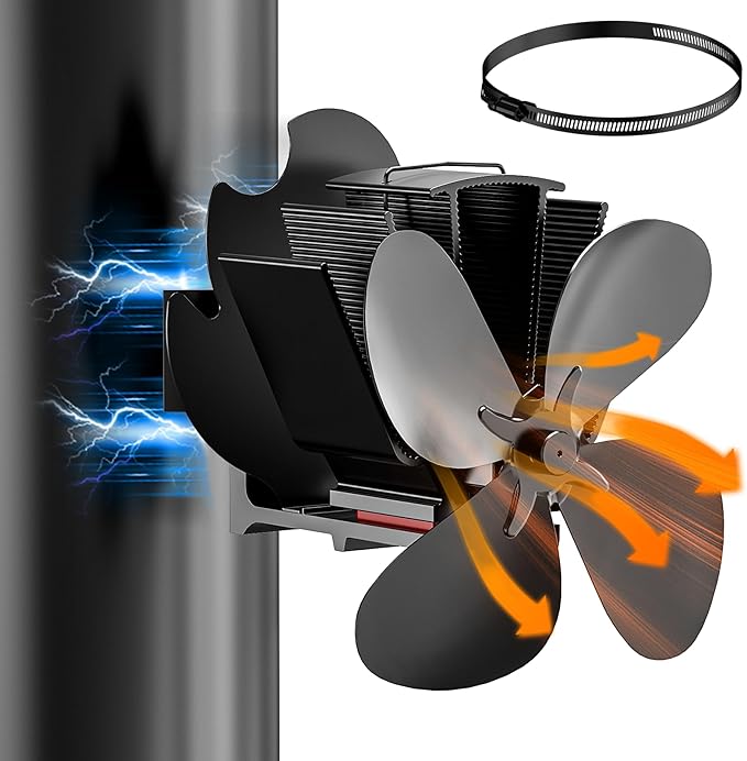 Signstek Fireplace Fan Stove Fan Magnetic Quiet Fireplace Fan without Electricity for Fireplace Wood Stove Wood / Firewood / Fire Pit / Stove Pipe / Chimney Pipe / Flue Pipe
