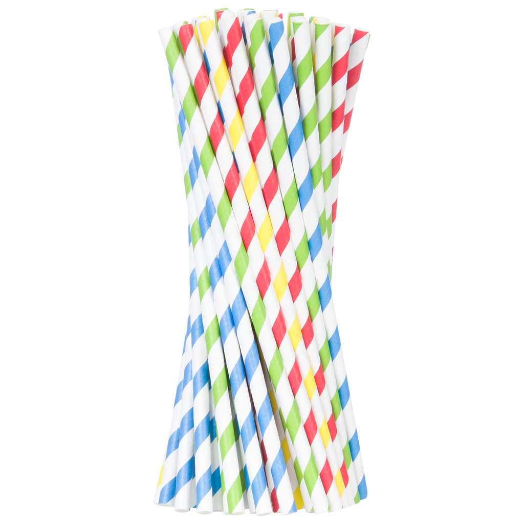 BIO eco-friendly paper straws PAPER STRAWS 6/205mm - mix 24pcs.