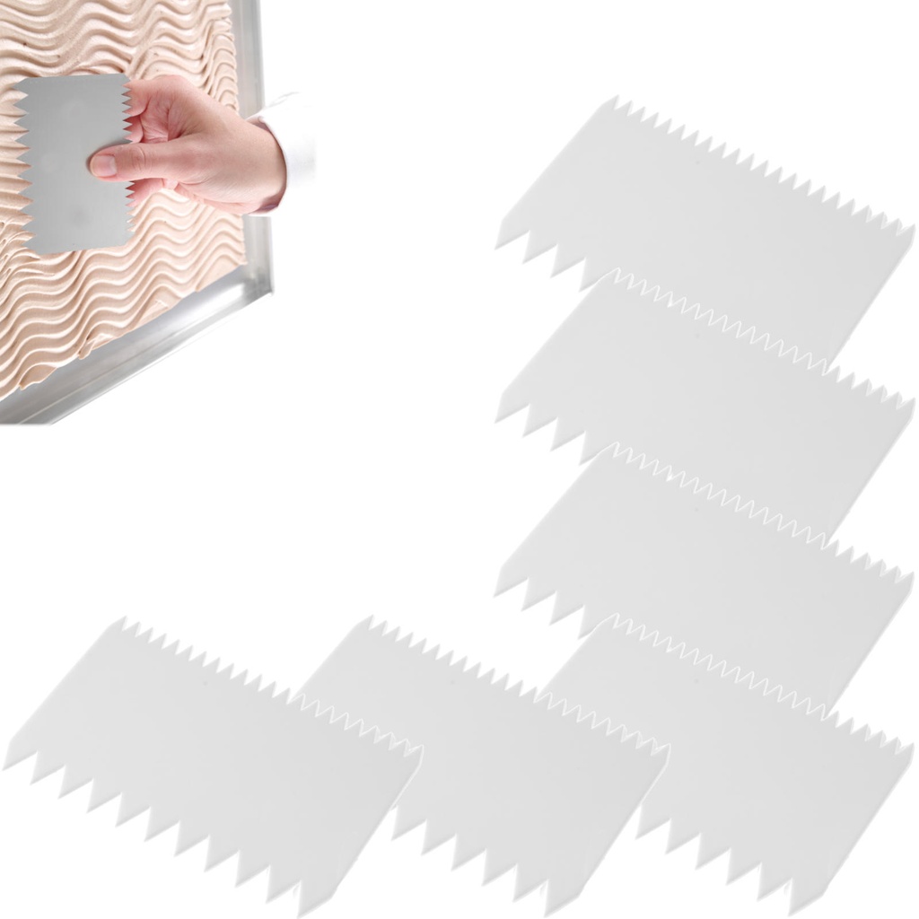 Rectangular confectioner's scraper serrated GRASS - SET of 6pcs.  - HENDI 554173