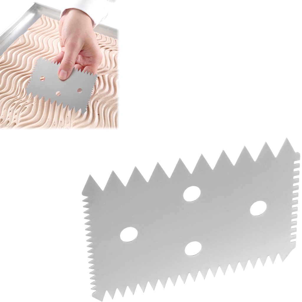 Rectangular stainless steel serrated confectionery scraper 102x69mm - HENDI 554234