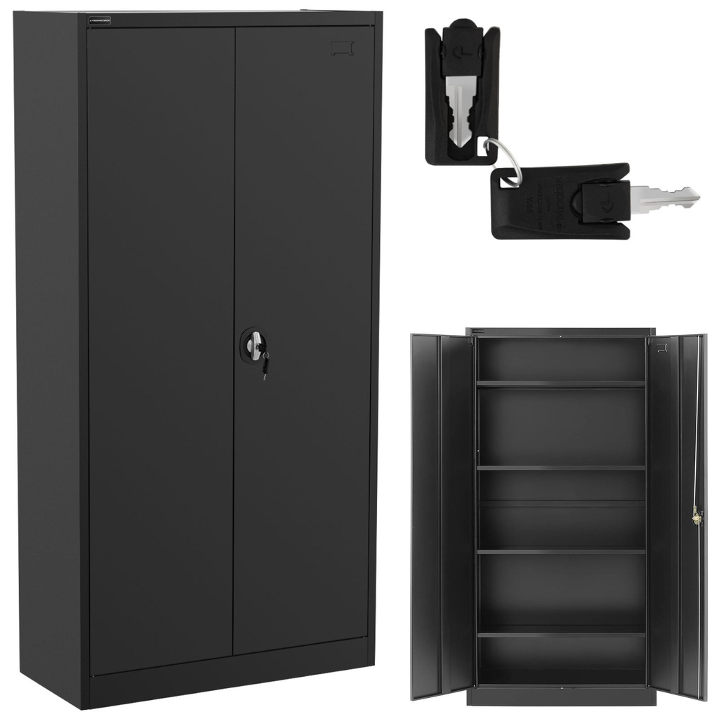 Kontori metallist arhiivikapp 4 riiulit hingedega ustega H 180 cm ANTHRACITE