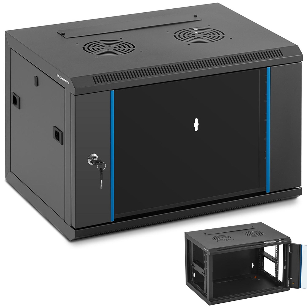 Hanging 19'' 6U IP20 server rack up to 60 kg 54x40x35 cm BLACK
