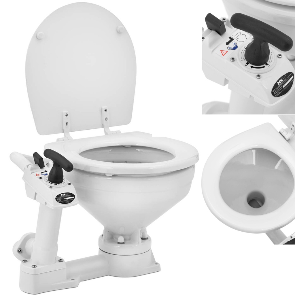 Stationary ceramic yacht toilet with hand pump 230 x 210 mm