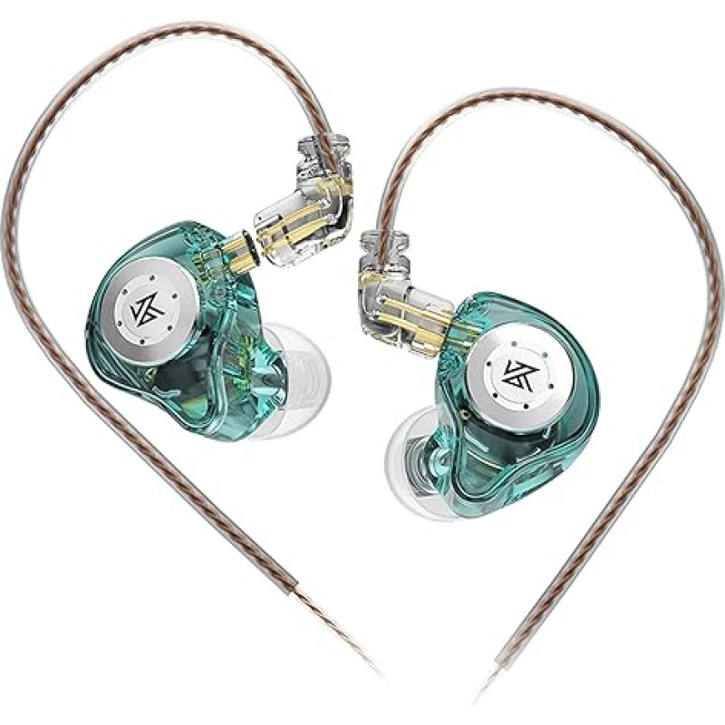 keephifi KZ EDX Pro In Ear Monitor kõrvaklapid, IEM kõrvaklapid, Dual DD HiFi Stereo Sound kõrvaklapid, Wired Noise Cancelling kõrvaklapid (roheline, ilma mikrofonita)