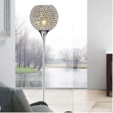 Wangirl Modern Crystal Living Room Floor Lamp Silver Chrome Bedroom Lights (24.99 cm x 164.08 cm).