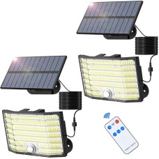 Solar Lights for Outdoor Use, 226 LED Solar Lights Outdoor with Motion Sensor, 3 Modes Solar Spotlight IP65 Waterproof, 180° Lighting Angle Solar Wall Light for Garden Garage with 5 m Cable, Pack of 2