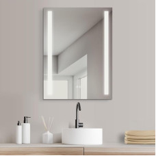 Hoko® Koblenz LED Bathroom Mirror, 50 x 70 cm, with Anti-Fog Mirror Heating, Designer Bathroom Mirror with Lighting + LED Light Change: Warm White/Cool White/Neutral