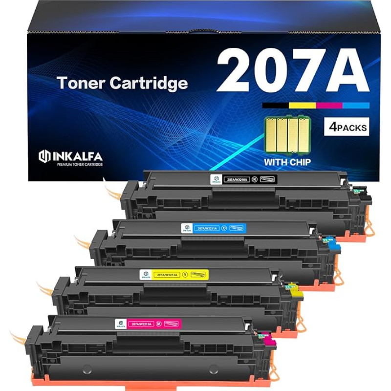 207A 207X MFP M283fdw Toner: Compatible with HP 207A 207X M255dw Color Laserjet Pro MFP M283fdw Toner Black M282nw M283fdn M255nw W2210A W2211A W2212A W2213A Cyan Yellow Magenta chip with magmagmagmag