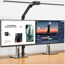 KableRika laualamp LED Dimmable, 24 W 80 cm Ultra Bright Double Head Desk Lamp Clampable, 1200 lm Eye Protection Office laualamp pöörleva varrega, Monitor Lamp, Daylight Lamp, Auto Dimming