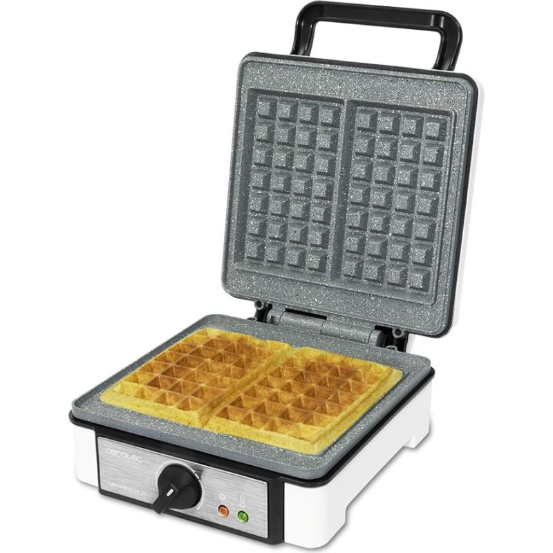 Cecotec Fun Gofrestone Double, Waffeleisen mit 1200 W Leistung, umweltfreundliche Antihaft-Steinbeschichtung Rockstone, doppelte Kapazität