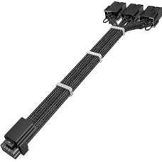 AsiaHorse PCIE 5.0 GPU 16AWG PC Power Supply Extension Cable, GPU 12VHPWR Power Sleeved Cable Extension, 16Pin (12+4) to 3 x 8Pin for GPU RTX 3090Ti/4070Ti/4080/4090, 30 cm, Black