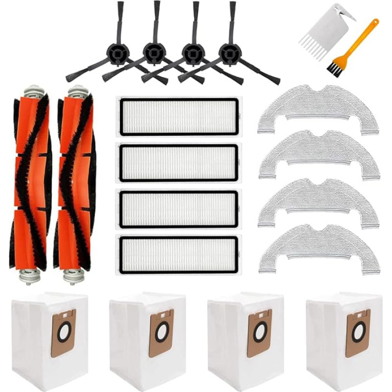 Accessory Kit for Dreame Bot Z10 Pro L10 Plus Vacuum Cleaner, 20 Pieces Set, 2 Removable Main Brushes, 4 HEPA Filters, 4 Side Brushes, 4 Wipes, 4 Dust Bags, 2 Cleaning Brushes