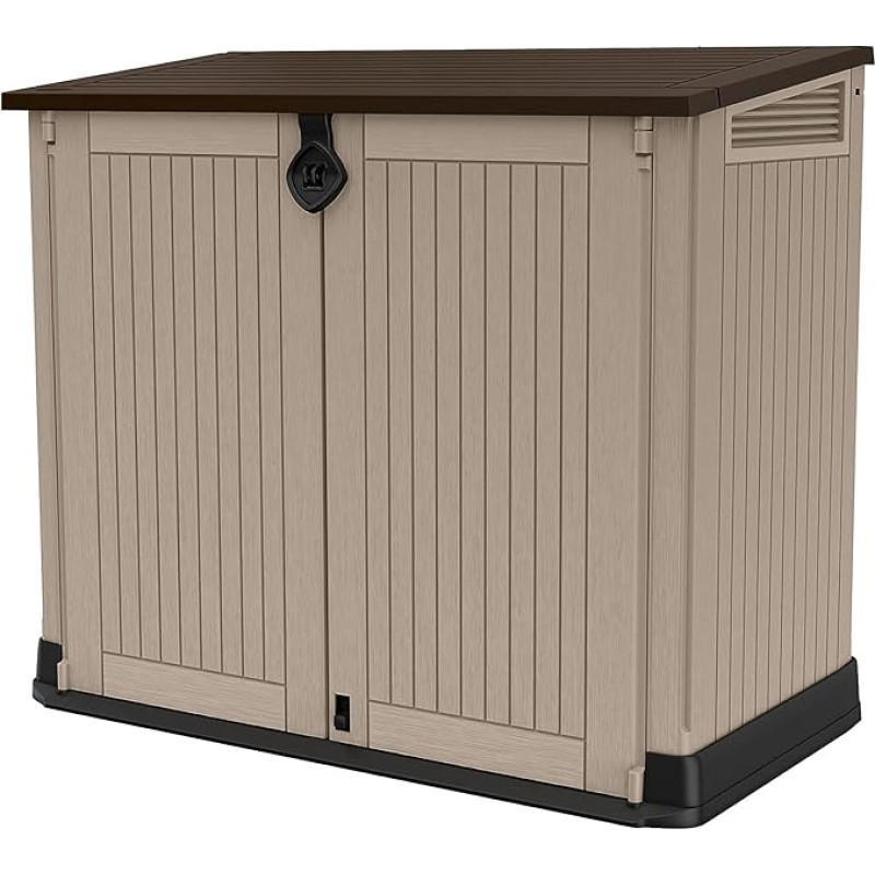 Keter Store-It Out Midi garden storage made of plastic, scales, beige and brown, 130 x 74 x 110 cm