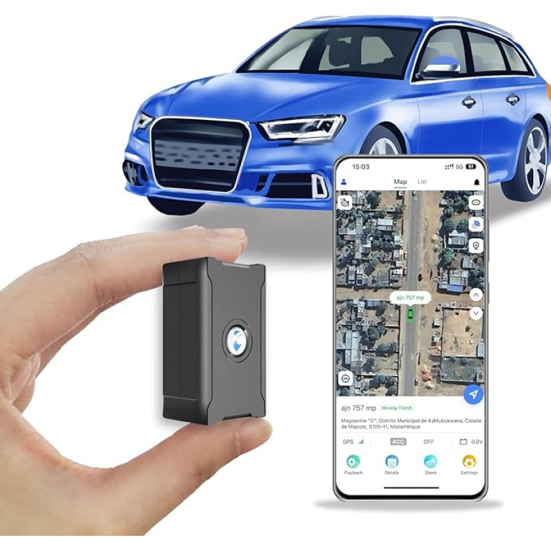 Wanwaytech GPS autode jälgimisseade magnetiga, GPS kõikjal, reaalajas jälgimise saatja autodele, 6000mAh aku, kohene värskendus 10 sekundiga, vajalik rakendus (S20UN-FR#FBA)