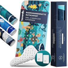 Homerella® libisemisvastane vannimatt lastele, 100% BPA-vaba, koos 2 konksuga riputamiseks, libisemisvastane vannimatt tundlikule beebinahale, hallituskindel, libisemisvastane ja pestav vannimatt, 100 x 40 cm.