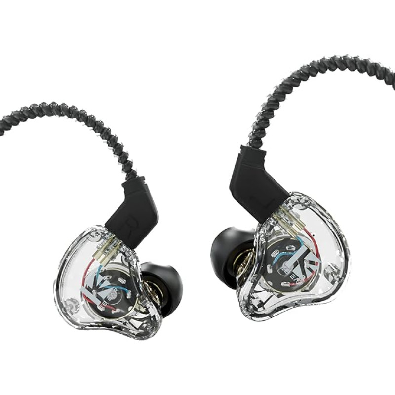 Yinyoo KBEAR KS1 kõrvaklapid, KS1 1DD HiFi Wired IEM kõrvaklapid, mürasummutusega kõrvaklapid, eemaldatav 0,78 mm 2-poolne kaabel muusikutele Stage