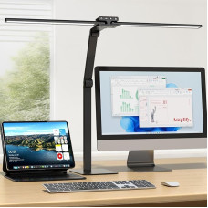 KableRika laualamp LED Double Head: 24 W timmitav laualamp metallist alusega - silmade kaitsmiseks kontori laualamp kodukontorisse - kaasaegne päevavalguslambi valgustus monitorile - must