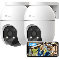 EZVIZ 2MP välivalvekaamera, WLAN IP-kaamera 360° katvusega ja kahesuunalise heliga, isiku tuvastamine nutika jälgimisega, aktiivne kaitse heli ja valgusega, veekindel, C8c 2 Pack