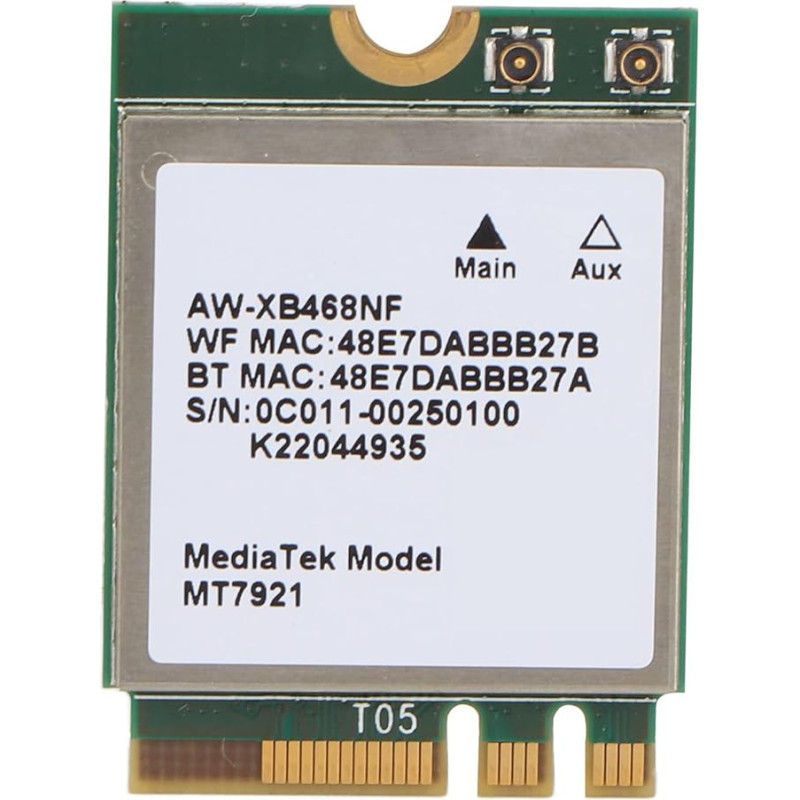 Mt7921 Ngff M.2 kaart, 2.4GHz 5GHz Dual Band WiFi Card, 1800Mbps High Speed Transmission, Plug and Play, Kvaliteetne trükkplaat, Kulumiskindel ja vastupidav, Sobib Windows 10 11 jaoks.