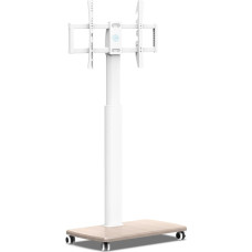 FITUEYES TV põrandaplatvorm koos puidust riiuliga TV Stand TV Stand TV Stand TV Stand koos ratastega Kõrguse reguleeritav pööratavus 32 kuni 70-tollise lameekraani jaoks kuni 40 kg Max. VESA 400 x 600