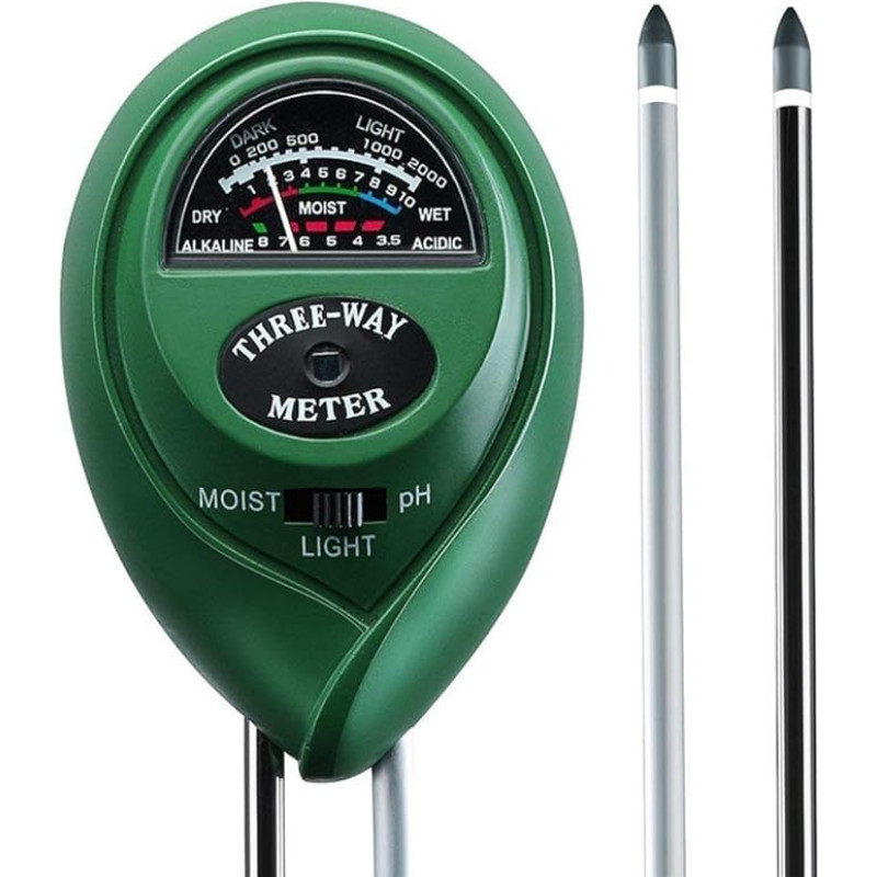 BE-TOOL Soil PH Meter, 3 in 1 Plant Soil Tester Kit, Light and pH Acid Tester, Plant Soil Tester for Garden, Farm, Lawn, Indoor and Outdoor (No Battery Required)