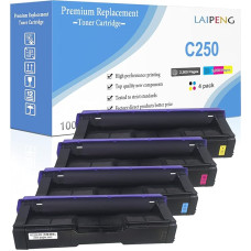 LAIPENG 4 Colours Compatible Toner Cartridges SP C250 C261 High Capacity 2300 Pages with Black Cyan Magenta Yellow for Aficio SP C250DN C250SF C261SFN C261SFNw C261DNw Laser Printer