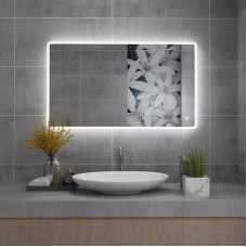MIQU Bathroom Mirror LED 120 x 70 cm Bathroom Mirror with Lighting Cold White 6500 K Light Mirror Large Wall Mirror with Touch Anti-Fog Rectangular for Bathroom Toilet