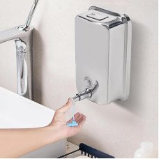 1000 ml seinale paigaldatud seebidosaator Käesepi dosaator 304 roostevabast terasest manuaalne vedelseebi dosaator Ideaalne hotellidele WC-dele, vannitubadele ja muudele kaubandus- ja kodumajapidamistele.