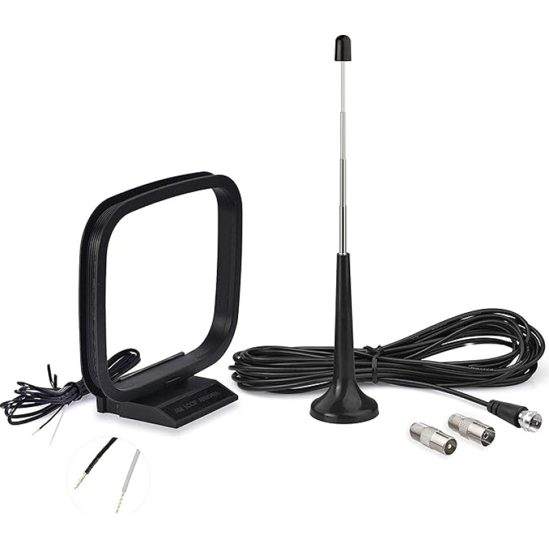 Bingfu DAB FM raadioantenn, FM varrasantenn magnetilise aluse ja 3 m pikenduskaabliga, ühildub Yamaha JVC Sony Bose raadiovastuvõtjaga