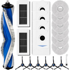 ECOVACS DEEBOT X5 Omni/X5 Pro robottolmuimeja tarvikukomplekt koos 1 rulliharjaga, 2 HEPA-filtrit, 6 puhastuslapiga, 4 tolmukotiga, 6 külgharjaga, 1 puhastusharjaga, pühkimisvahendi varuosadega.