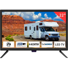 TV 22-tolline (55 cm) Full HD teler digitaaltuuneritega DVB-T2-12V TV Caravan HDMI/USB meediamängija [mudeliaasta 2025] Mustanahaline