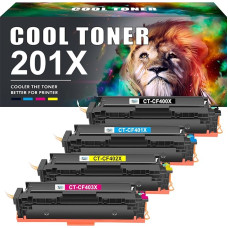 Cool Toner Compatible with HP 201X 201A M277dw Color Laserjet Pro MFP CF400X CF400A CF401X CF402X CF403X M252dw M277n M277 277dw M274n (Black Cyan Yellow Magenta, 4-Pack)