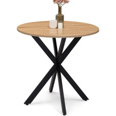 IDMarket - Alix ümmargune söögilaud 4-kohaline Spider alus puidust ja must 80cm