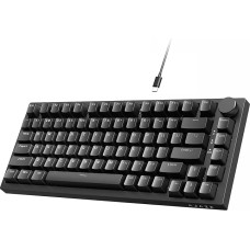 AJAZZ AK820 75% TKL juhtmega mehaaniline klaviatuur, punane kuumvahetuslüliti, tihendusassamblee, valge valgus, 82 klahvi CNC helitugevuse juhtimisega, poronvaht, OEM PBT klahvikatted PC/Win/MAC jaoks - must