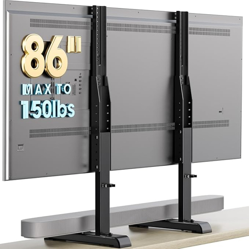 HT10B-001 Universaalne suur telerialus, mille kõrgus on reguleeritav 24 kuni 86-tollise teleri jaoks Max. 60 kg VESA 800 x 600 mm