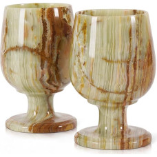 Radicaln marmorist veiniklaasid, 2 klaasi, roheline onyx 14 x 9 cm, 250 ml, käsitsi valmistatud veiniklaaside komplekt - marmorist šampanjaklaasid