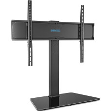 BONTEC TV Stand Height-Adjustable, Universal TV Stand for 42-86 Inch LCD LED OLED Flat & Curved TVs, Swivelling Stand TV, Glass Base, up to 50 kg, Max. VESA 800 x 600 mm