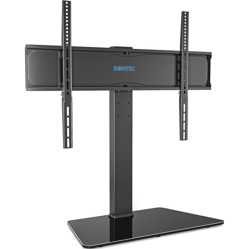 BONTEC TV Stand Height-Adjustable, Universal TV Stand for 42-86 Inch LCD LED OLED Flat & Curved TVs, Swivelling Stand TV, Glass Base, up to 50 kg, Max. VESA 800 x 600 mm
