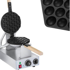 Royal Catering RCWM-1400-B Bubble Waffle Maker (1,415 W, Bubble Pattern, Stainless Steel/Aluminium)