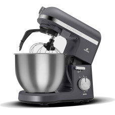 Karaca Mastermaid Chef Pro Double Armed Kitchen Chef 1500 W Space Grey, Shiny Cream, 1500 W, 5 L mikser, toidupressor, kiiruse seadistus, tainasekonks, vahustamine, sõtkumine ja segamine.