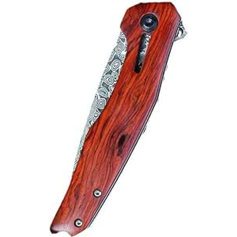 Damaskuse terasest kõrge kõvadus Outdoor Folding Knife Massiivne puidust käepide Camping Wildlife Portable Folding Knife (22 cm)