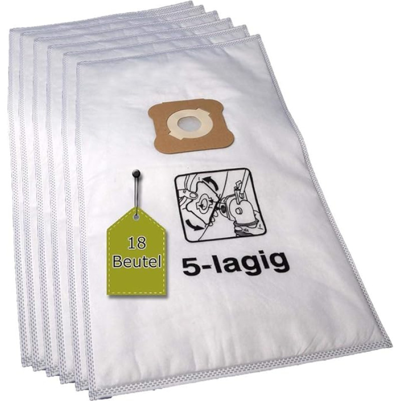 18 Vacuum Cleaner Bags Compatible with KIRBY G1 - G10 - Microfleece, 18 Vacuum Cleaner Bags, Compatible with Swirl KM2 Vacuum Cleaner Bags