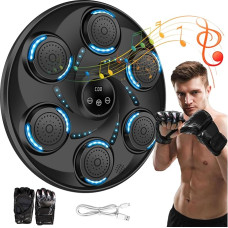 LIROPAU Music Boxing Machine, Music Boxing Machine, LED Music Boxing Machine, 54 cm, 9 kiiruse režiimi, Bluetooth Wall Boxing Target, Smart Electronic, Wall-Mounted Boxing Target, Patendi nr: