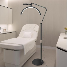 DESGNT Ripsmete LED põrandavalgus, põrandalamp ripsmete pikendamiseks, ripsmete lamp koos telefoni statiiviga, pööratav 360° poolkuu ilutuled, põrandalamp, 3000 K - 6000 K, tätoveerijatele ja kosmeetikutele