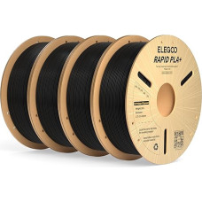 ELEGOO High Speed PLA+ filament, 1,75 mm, must, 4 kg, Rapid PLA Plus 3D printeri kiirfilament 0-600 mm/s kiireks trükkimiseks, mõõtmete täpsus +/-0,02 mm, 4 x 1 kg spoolide pakk