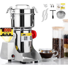 CGOLDENWALL LED Display Electric Grain Mill 800 g Swing Type Dried Spices Herbs Grain Coffee Mill Fast 28000 RPM/2400 W Motor with Timer, Overload Protection (Swing Type)