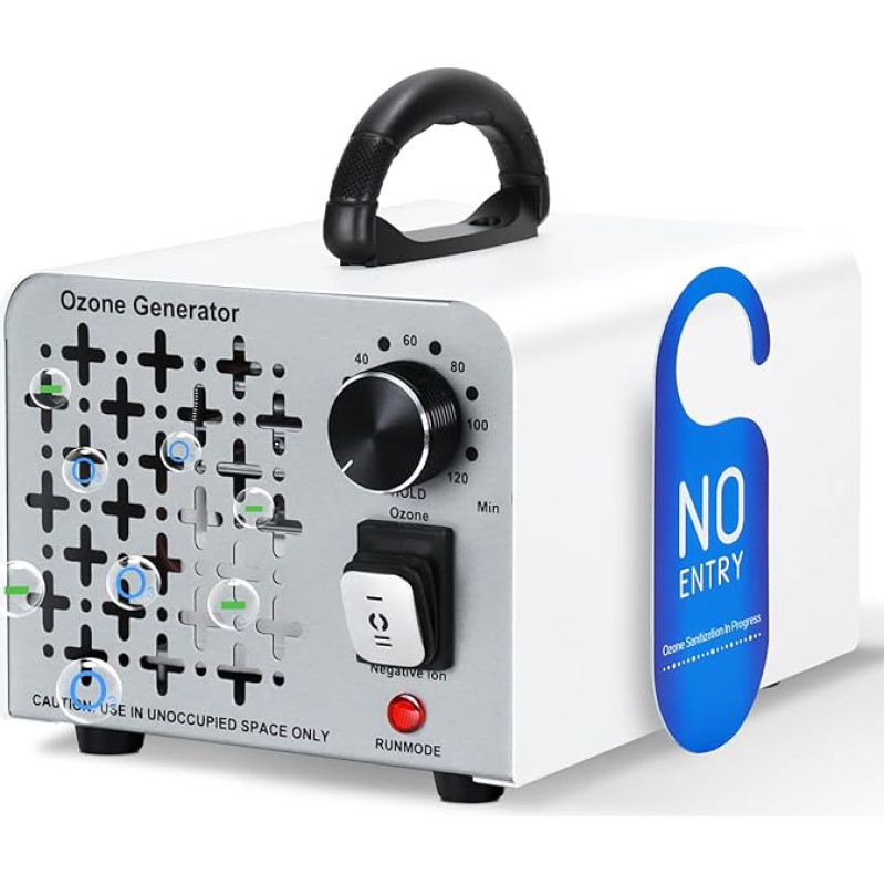GMGXX 2-in-1 osoonigeneraator 100,000 mg/H, osooniseadme negatiivsete ioonide õhupuhastaja osooni ja negatiivsete ioonide režiimiga, O3 osoonigeneraator 120-minutilise taimeriga, osonaator auto kodu ja peene tolmu jaoks