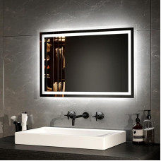 EMKE Vannitoa peegel koos valgustusega 40 x 60 cm LED Vannitoa peegel Anti-Fog Cool White Warm White Light Mirror Vannitoa peegel koos nupuvajutusega Kvaliteetne alumiiniumraam IP44 energiasäästu